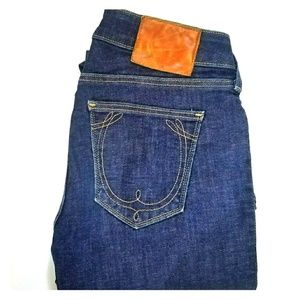 **True Religion** Straight leg, dark wash jeans